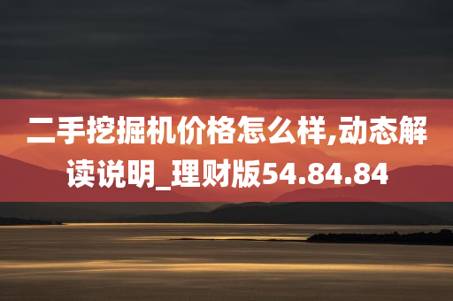 二手挖掘机价格怎么样,动态解读说明_理财版54.84.84