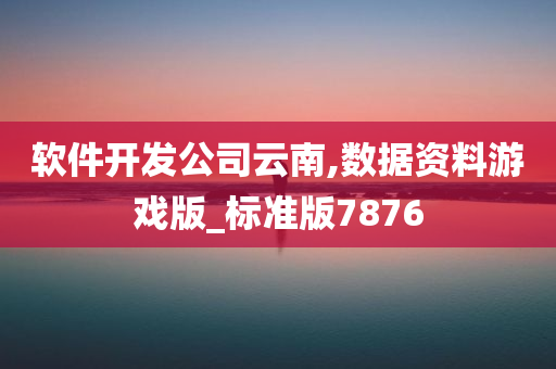 软件开发公司云南,数据资料游戏版_标准版7876