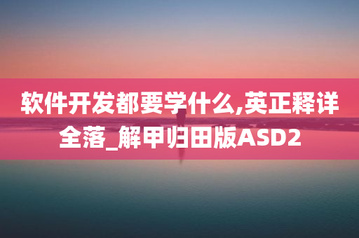 软件开发都要学什么,英正释详全落_解甲归田版ASD2