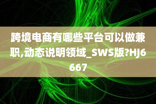 跨境电商有哪些平台可以做兼职,动态说明领域_SWS版?HJ6667