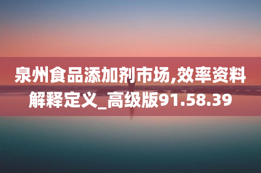 泉州食品添加剂市场,效率资料解释定义_高级版91.58.39