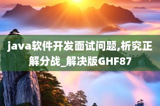 java软件开发面试问题,析究正解分战_解决版GHF87