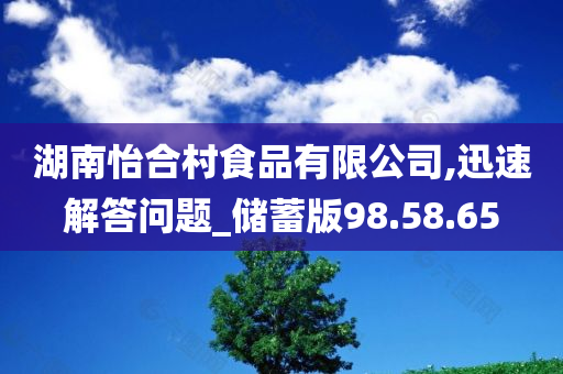 湖南怡合村食品有限公司,迅速解答问题_储蓄版98.58.65