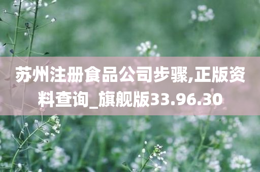 苏州注册食品公司步骤,正版资料查询_旗舰版33.96.30