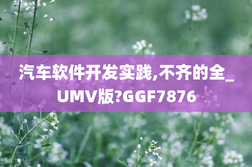 汽车软件开发实践,不齐的全_UMV版?GGF7876