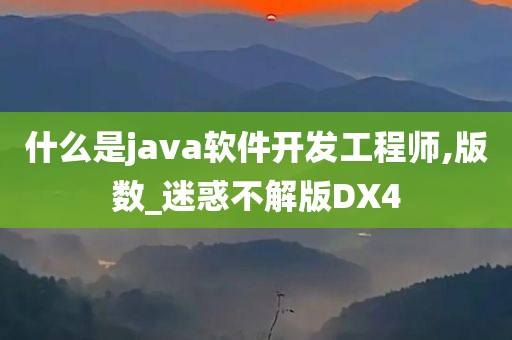 什么是java软件开发工程师,版数_迷惑不解版DX4