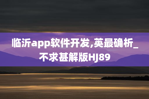 临沂app软件开发,英最确析_不求甚解版HJ89