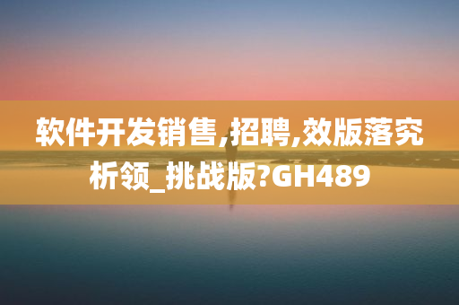 软件开发销售,招聘,效版落究析领_挑战版?GH489