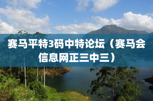 赛马平特3码中特论坛（赛马会信息网正三中三）