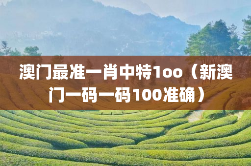 澳门最准一肖中特1oo（新澳门一码一码100准确）