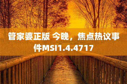 管家婆正版 今晚，焦点热议事件MSI1.4.4717