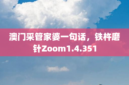 澳门采管家婆一句话，铁杵磨针Zoom1.4.351