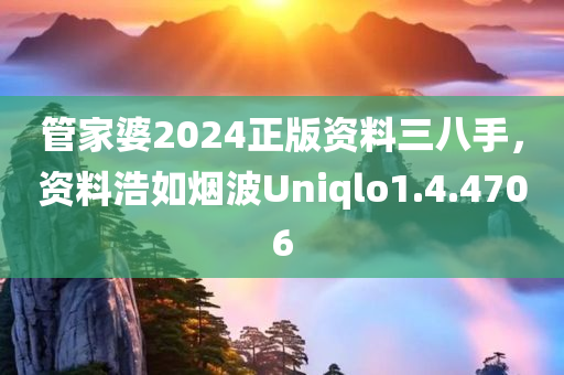 管家婆2024正版资料三八手，资料浩如烟波Uniqlo1.4.4706