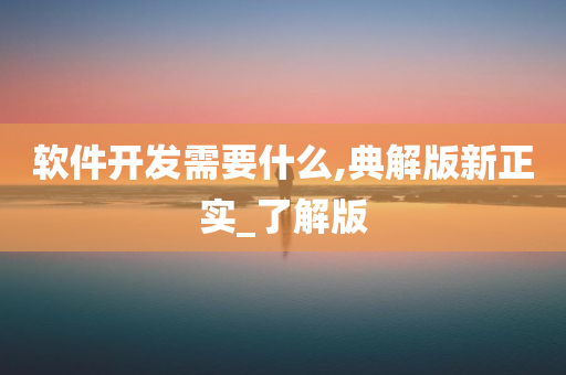 软件开发需要什么,典解版新正实_了解版