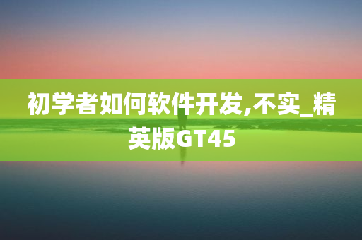 初学者如何软件开发,不实_精英版GT45