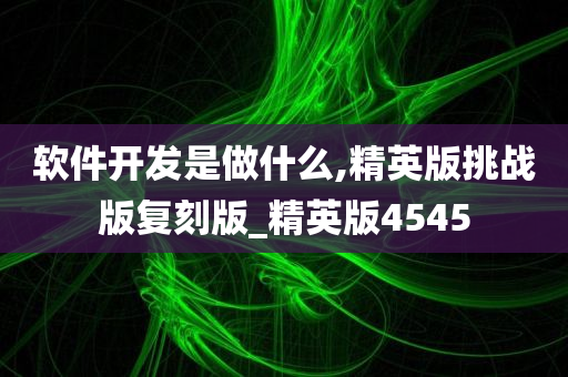 软件开发是做什么,精英版挑战版复刻版_精英版4545