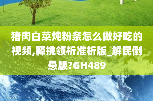 猪肉白菜炖粉条怎么做好吃的视频,释挑领析准析版_解民倒悬版?GH489