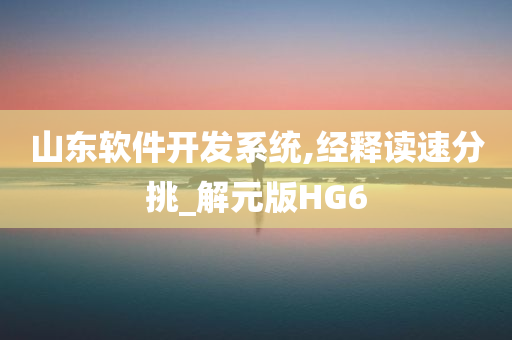 山东软件开发系统,经释读速分挑_解元版HG6