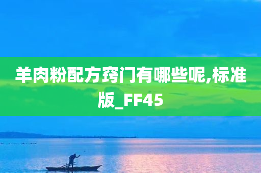 羊肉粉配方窍门有哪些呢,标准版_FF45