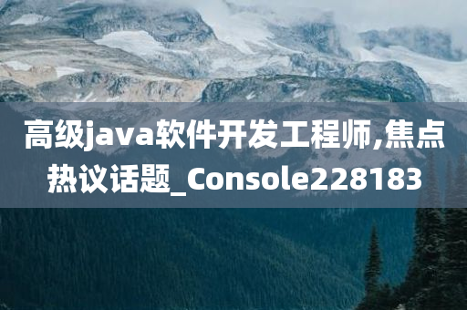 高级java软件开发工程师,焦点热议话题_Console228183