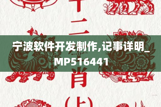 宁波软件开发制作,记事详明_MP516441